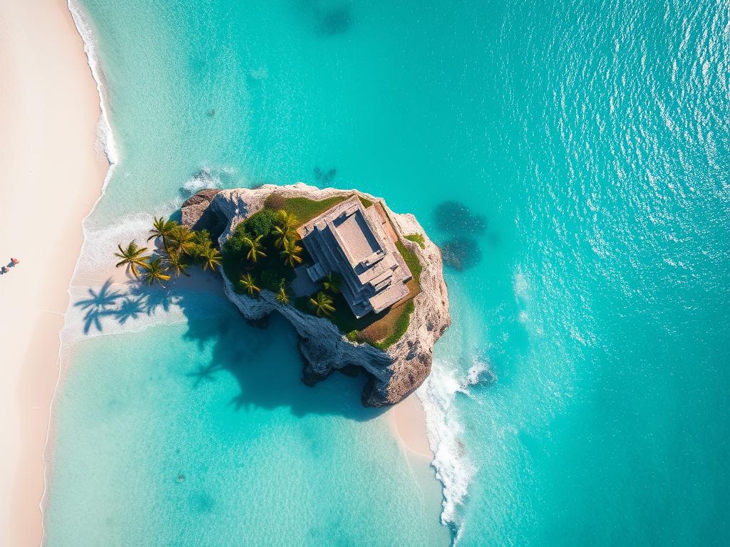 Turquoise waters and white sand beaches of Tulum in Mexico's Riviera Maya